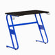 Blue |#| Gaming Desk with Black Laminate Top, Blue Steel Frame-Cupholder-Headphone Hook