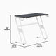 White |#| Gaming Desk with Black Laminate Top, White Steel Frame-Cupholder-Headphone Hook