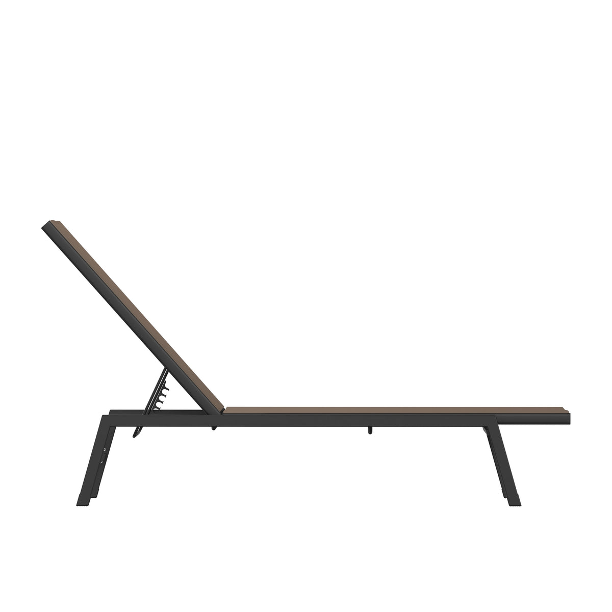 Brown |#| All-Weather Textilene Adjustable Chaise Lounge Chair - Black/Brown