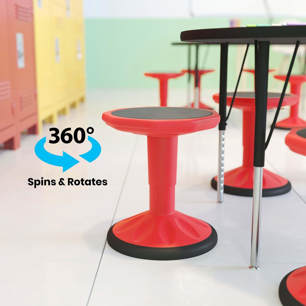 Red |#| Kids Adjustable Height Active Learning Stool for Classroom and Home in Red