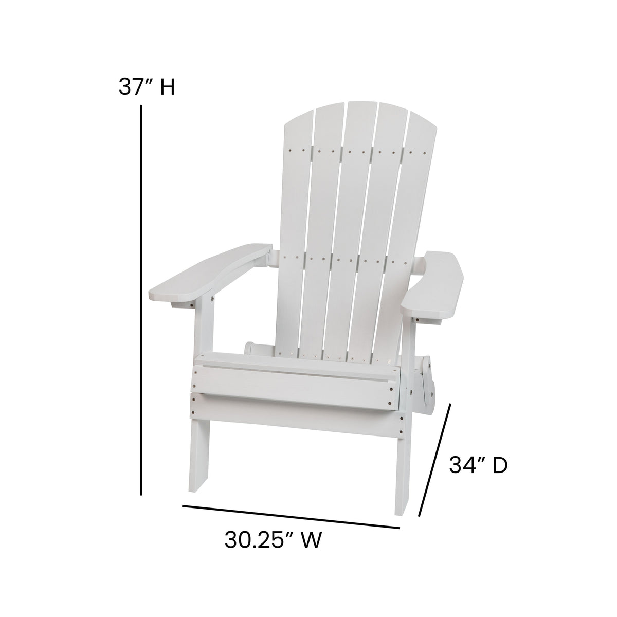 White/Gray |#| Indoor/Outdoor White Folding Adirondack Chairs with Gray Cushions - Set of 2