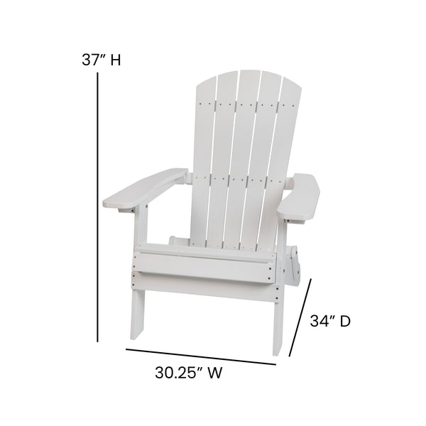 White/Gray |#| Indoor/Outdoor White Folding Adirondack Chairs with Gray Cushions - Set of 2