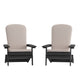 Black/Cream |#| Indoor/Outdoor Black Folding Adirondack Chairs with Cream Cushions - Set of 2