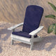 White/Blue |#| Indoor/Outdoor White Folding Adirondack Chairs with Blue Cushions - Set of 2