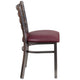 Burgundy Vinyl Seat/Clear Coated Metal Frame |#| Clear Coated Ladder Back Metal Restaurant Chair - Burgundy Vinyl Seat