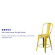 Yellow |#| 24inch High Distressed Yellow Metal Indoor-Outdoor Counter Height Stool with Back