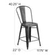 Black |#| 24inch High Distressed Black Metal Indoor-Outdoor Counter Height Stool with Back