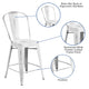 White |#| 24inch High Distressed White Metal Indoor-Outdoor Counter Height Stool with Back