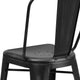 Black |#| 24inch High Distressed Black Metal Indoor-Outdoor Counter Height Stool with Back