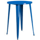 Blue |#| 30inch Round Blue Metal Indoor-Outdoor Bar Table Set with 4 Cafe Stools