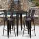 Black-Antique Gold |#| 30inch Round Black-Gold Metal Indoor-Outdoor Bar Table Set with 4 Cafe Stools