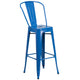 Blue |#| 30inch Round Blue Metal Indoor-Outdoor Bar Table Set with 4 Cafe Stools