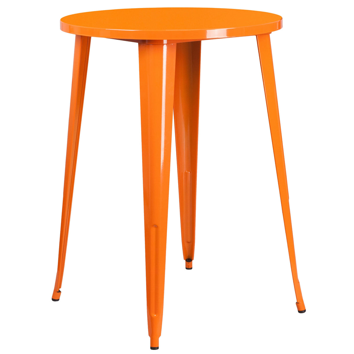 Orange |#| 30inch Round Orange Metal Indoor-Outdoor Bar Table Set with 4 Cafe Stools