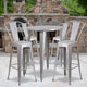 Silver |#| 30inch Round Silver Metal Indoor-Outdoor Bar Table Set with 4 Cafe Stools