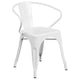 White |#| 31.5inch Square White Metal Indoor-Outdoor Table Set with 4 Arm Chairs