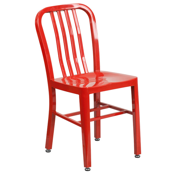 Red |#| Red Metal Indoor-Outdoor Chair - Kitchen Chair - Restaurant Seating