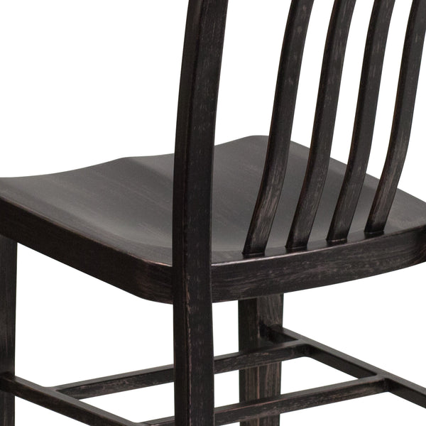 Black-Antique Gold |#| Black-Gold Metal Indoor-Outdoor Chair - Kitchen Chair - Restaurant Seating