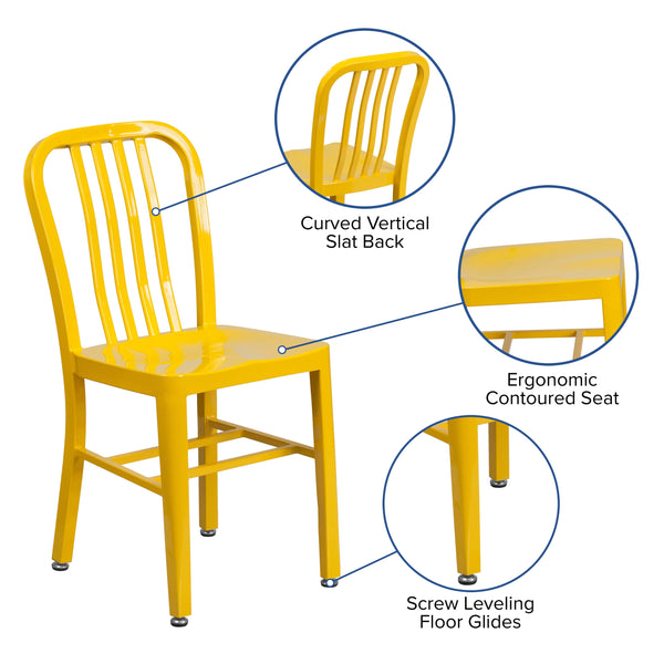 Yellow |#| Yellow Metal Indoor-Outdoor Chair -Kitchen Chair - Restaurant Seating