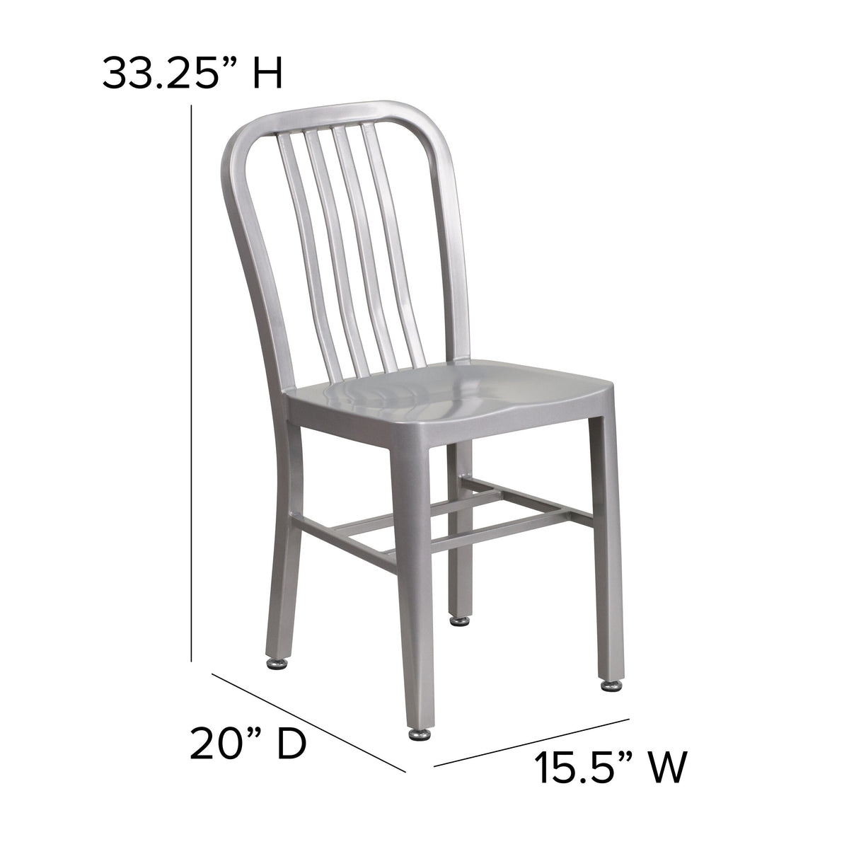 Silver |#| Silver Metal Indoor-Outdoor Chair - Kitchen Chair - Restaurant Seating