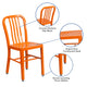 Orange |#| Orange Metal Indoor-Outdoor Chair - Kitchen Chair - Restaurant Seating