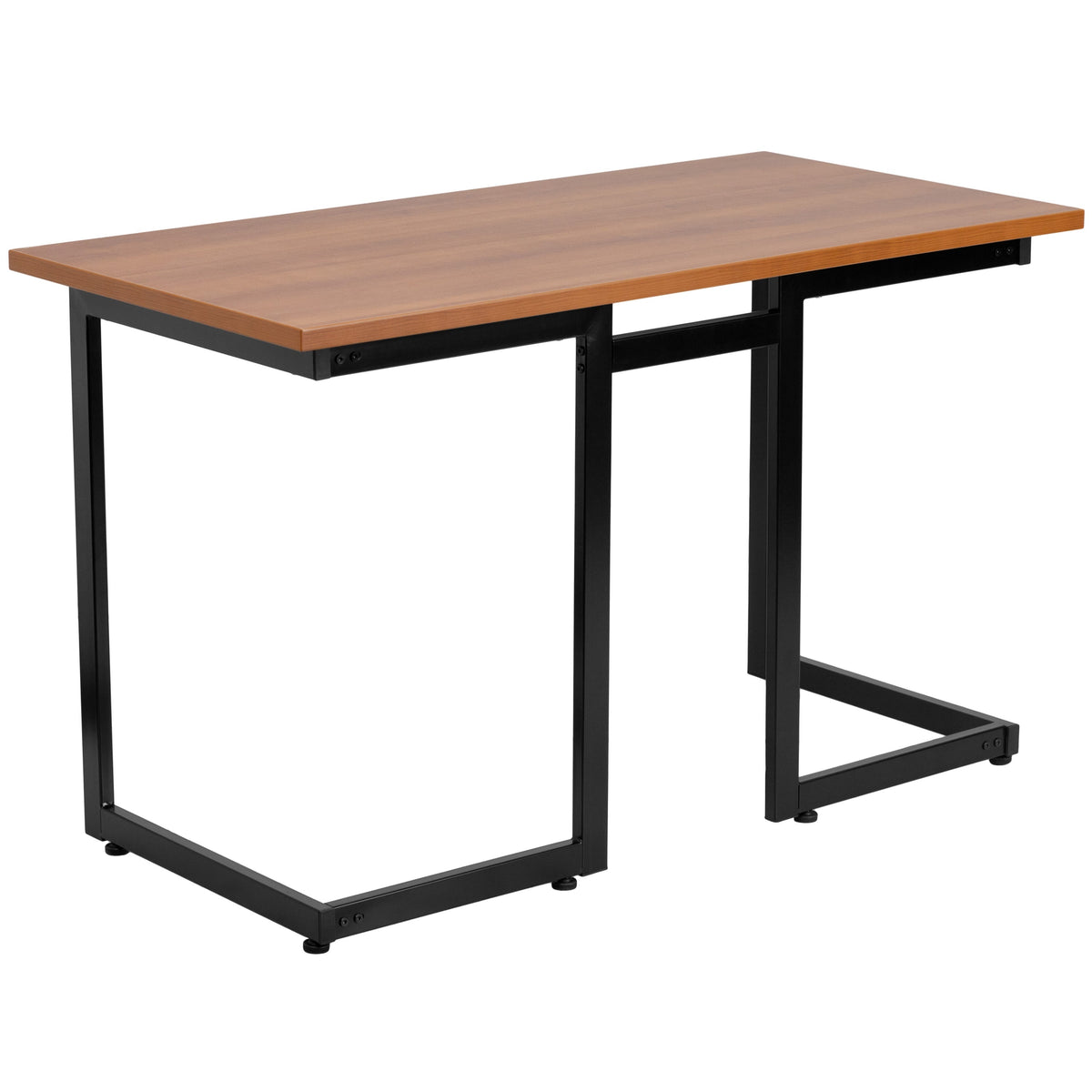 Cherry Computer Desk with Black Metal Frame - Office Furniture - Writing Desk