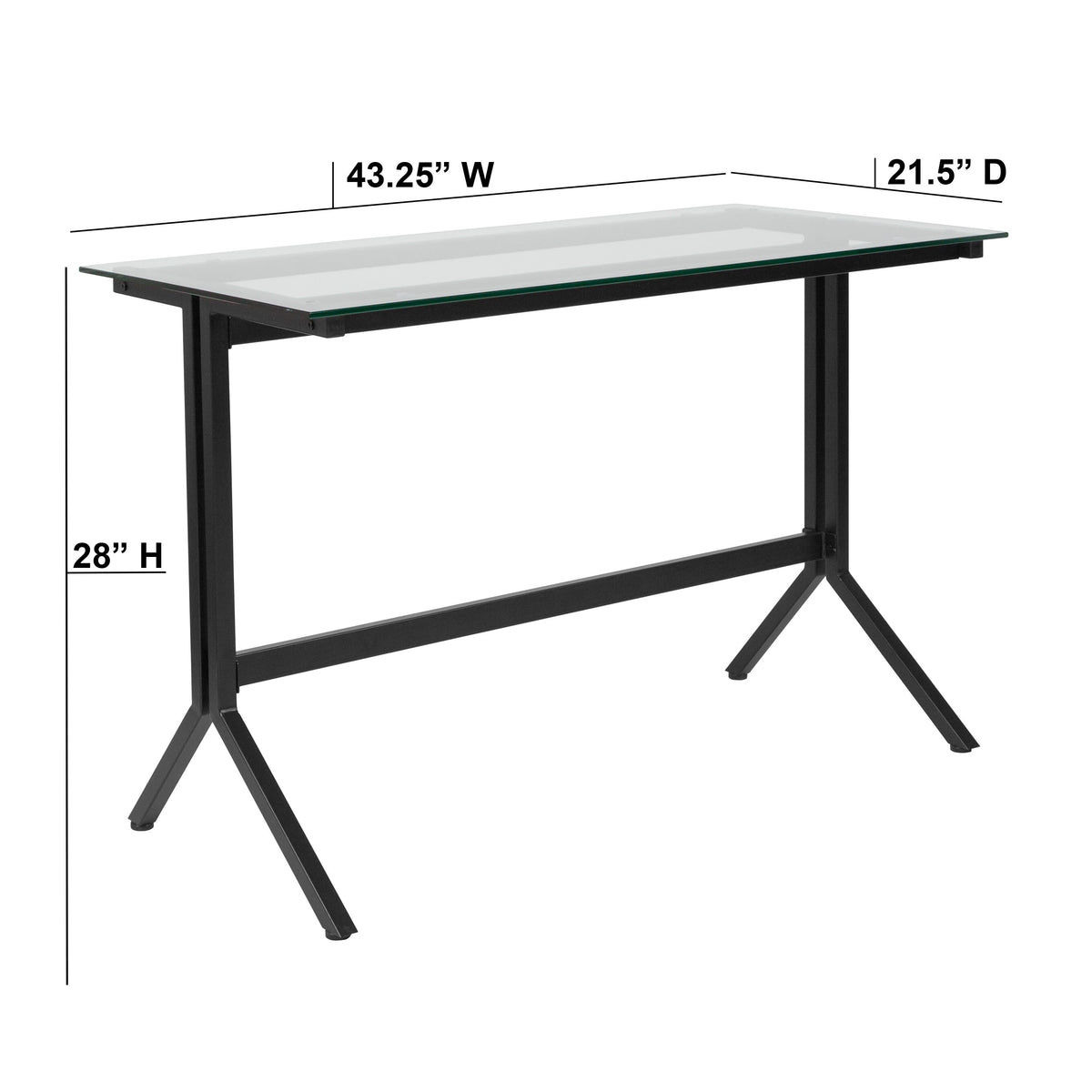 Clear Top/Black Frame |#| Glass Computer Desk with Black Metal Frame - Home Office Furniture