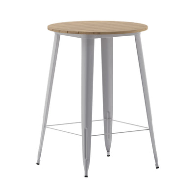 Declan Commercial Indoor/Outdoor Bar Top Table, 30" Round All Weather Poly Resin Top with Steel base - View 1