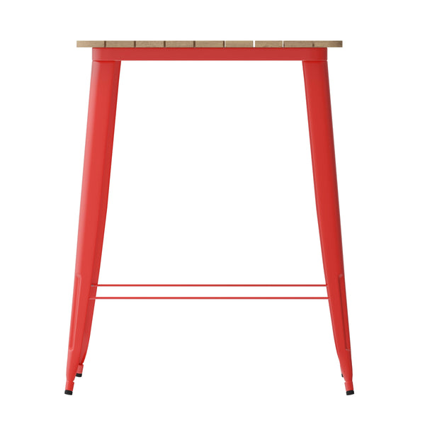 Brown/Red |#| 31.5inch SQ Commercial Poly Bar Top Restaurant Table with Steel Frame-Brown/Red