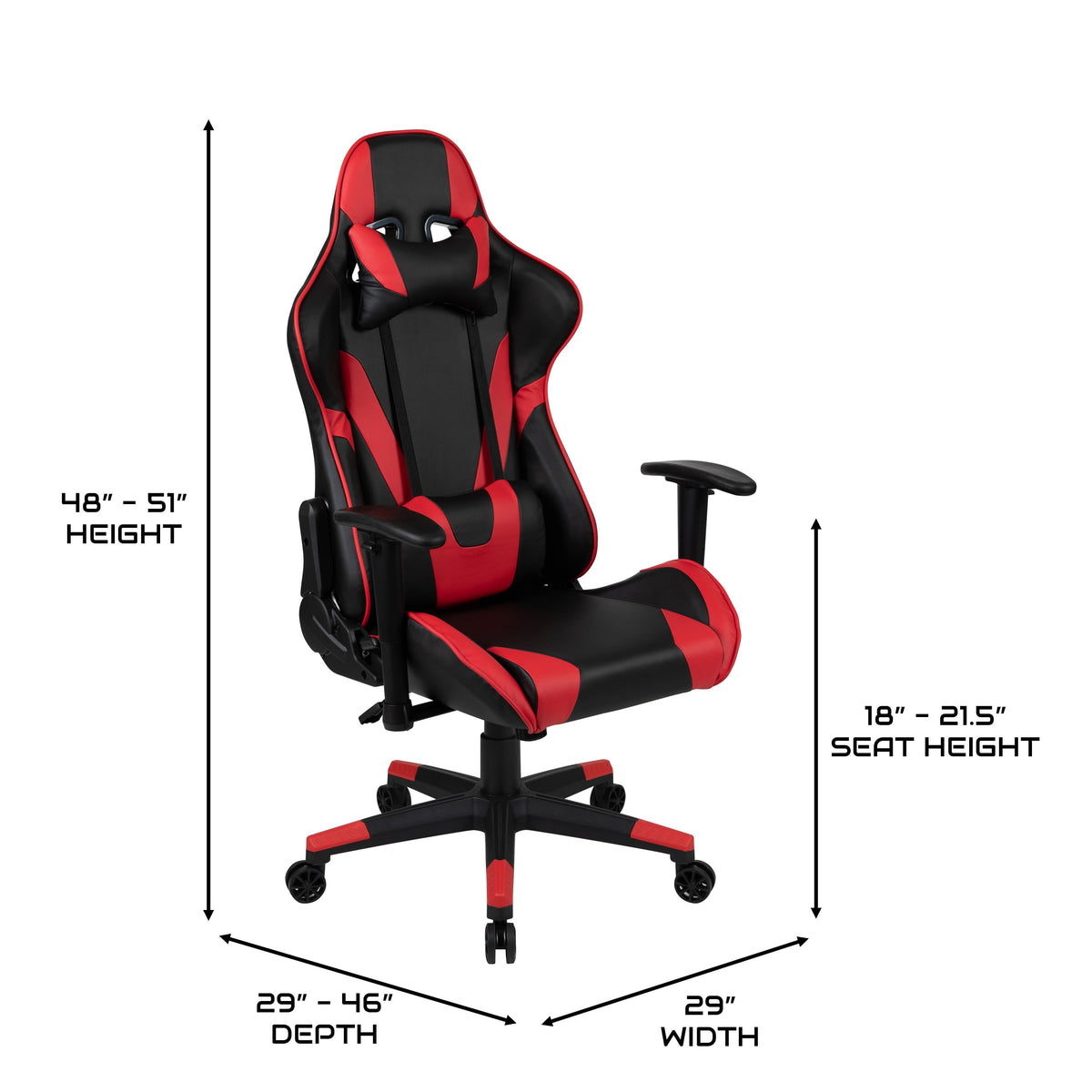 Red |#| Black/Red Reclining Gaming Chair with Footrest & Black Desk with Monitor Stand