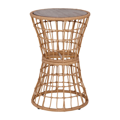 Devon Indoor/Outdoor Rattan Rope Table with Acacia Wood Top, Fade and Weather Resistant - View 1