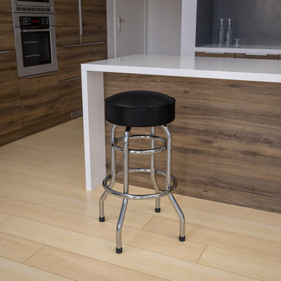 Double Ring Chrome Barstool - View 2