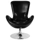 Black LeatherSoft |#| Black LeatherSoft Swivel Side Reception Chair with Bowed Seat - Guest Seating