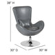 Gray LeatherSoft |#| Gray LeatherSoft Side Reception Chair with Bowed Seat - Guest Seating