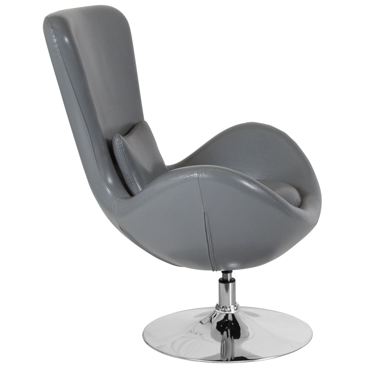 Gray LeatherSoft |#| Gray LeatherSoft Side Reception Chair with Bowed Seat - Guest Seating