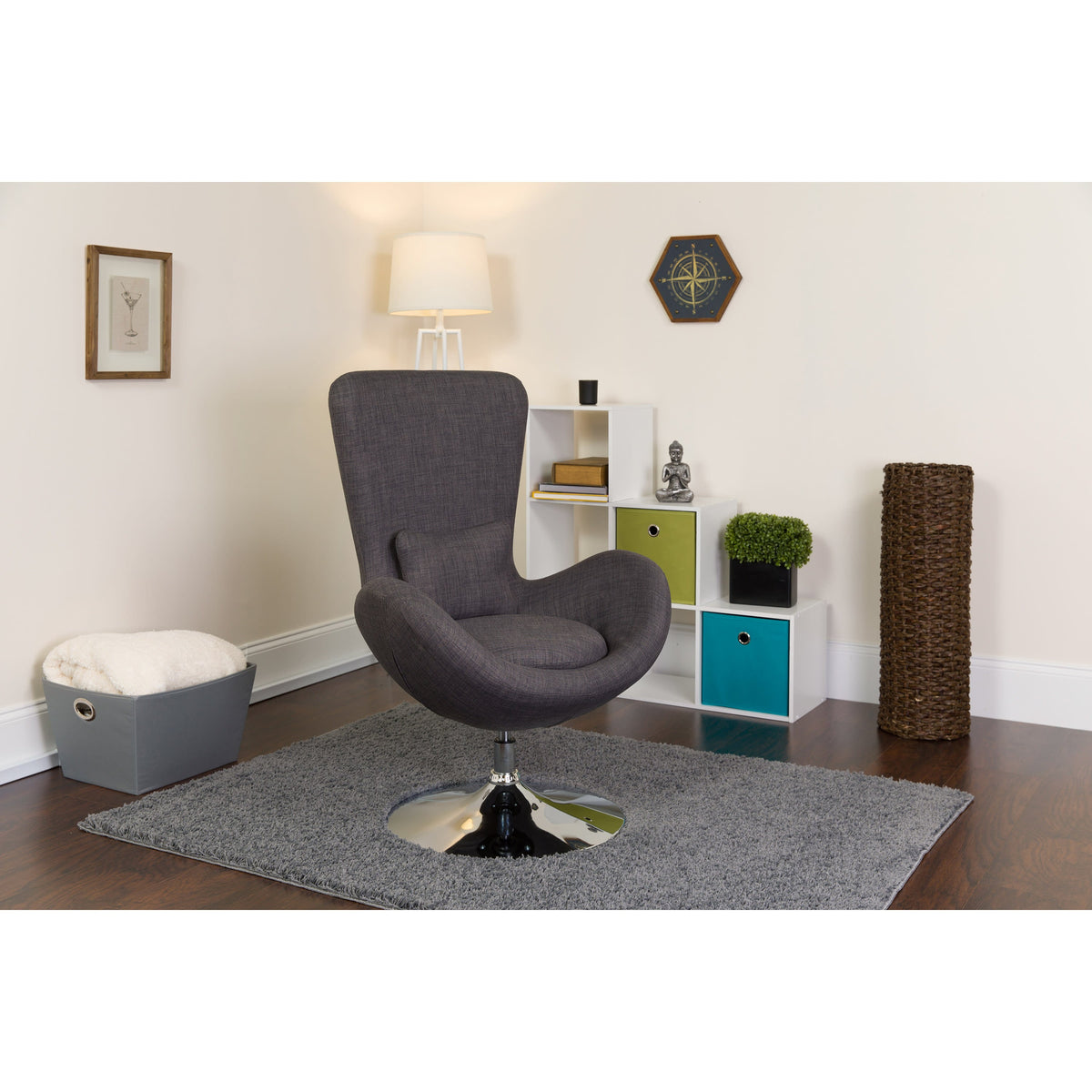 Dark Gray Fabric |#| Dark Gray Fabric Side Reception Chair with Bowed Seat - Guest Seating