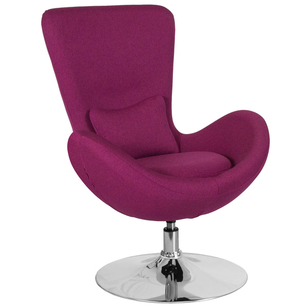 Magenta Fabric |#| Magenta Fabric Side Reception Chair with Bowed Seat - Guest Seating