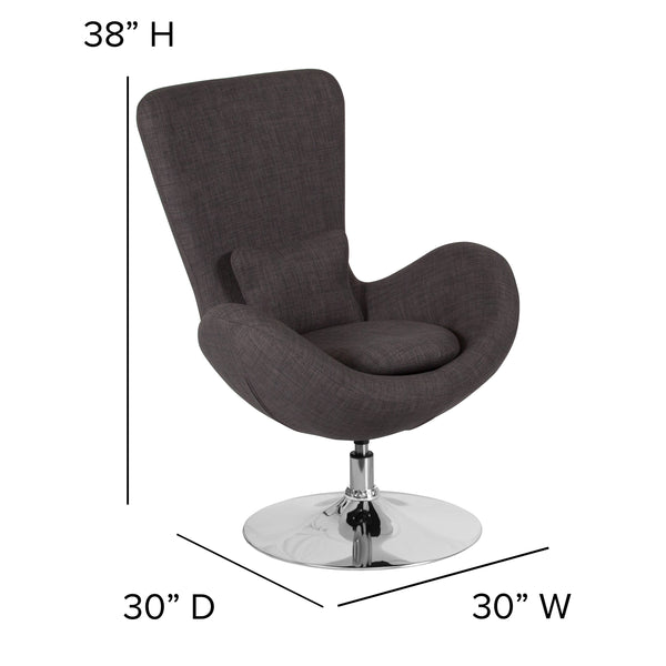 Dark Gray Fabric |#| Dark Gray Fabric Side Reception Chair with Bowed Seat - Guest Seating