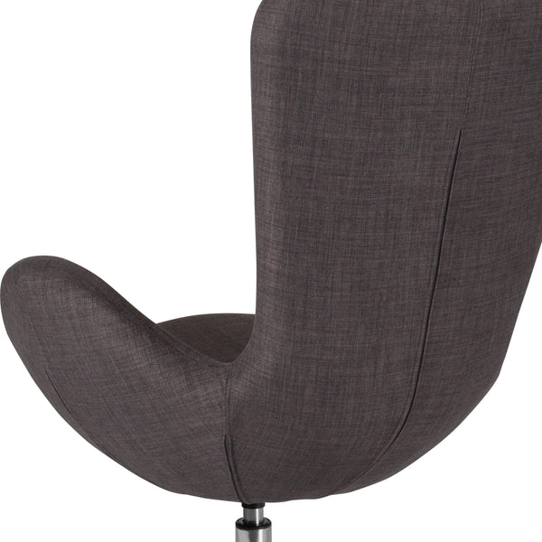 Dark Gray Fabric |#| Dark Gray Fabric Side Reception Chair with Bowed Seat - Guest Seating