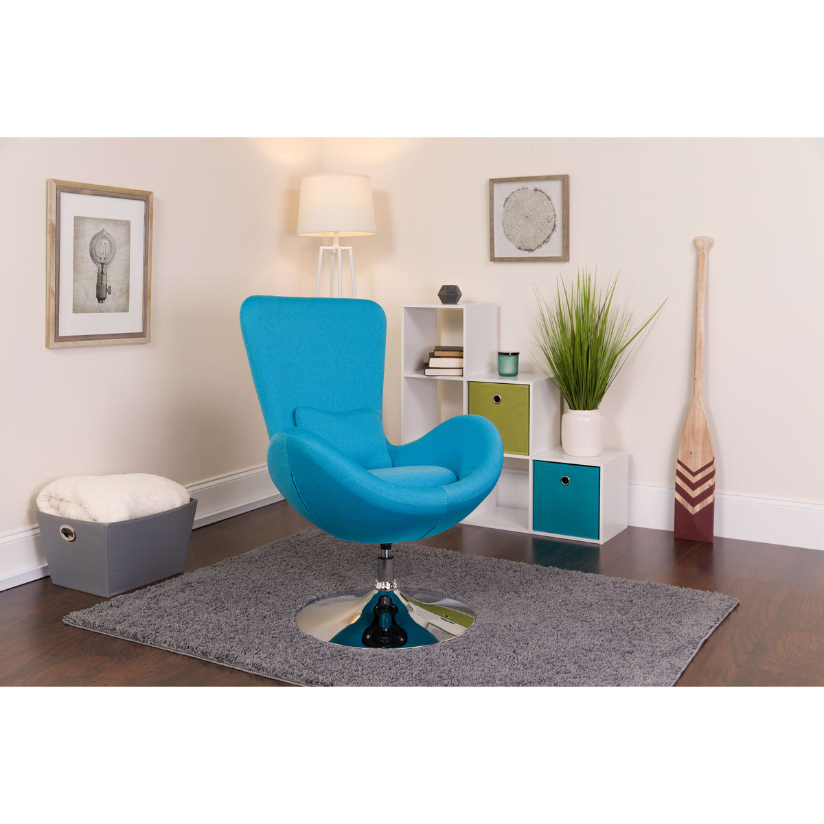 Aqua Fabric |#| Aqua Fabric Swivel Side Reception Chair with Bowed Seat - Guest Seating