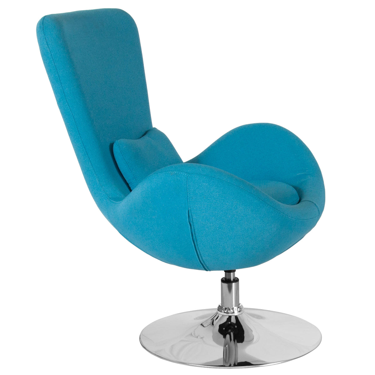 Aqua Fabric |#| Aqua Fabric Swivel Side Reception Chair with Bowed Seat - Guest Seating