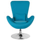 Aqua Fabric |#| Aqua Fabric Swivel Side Reception Chair with Bowed Seat - Guest Seating