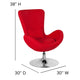 Red Fabric |#| Red Fabric Side Reception Chair with Bowed Seat - Living Room Furniture