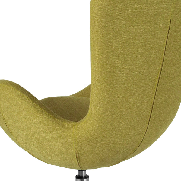 Green Fabric |#| Green Fabric Side Reception Chair with Bowed Seat - Guest Seating