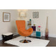 Orange Fabric |#| Orange Fabric Side Reception Chair with Bowed Seat - Living Room Furniture