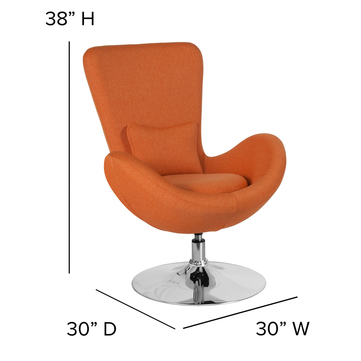 Orange Fabric |#| Orange Fabric Side Reception Chair with Bowed Seat - Living Room Furniture