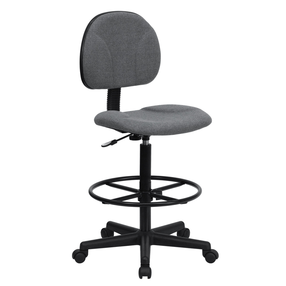 Gray |#| Gray Fabric Swivel Adjustable Drafting Chair - Home Office - Task Chair