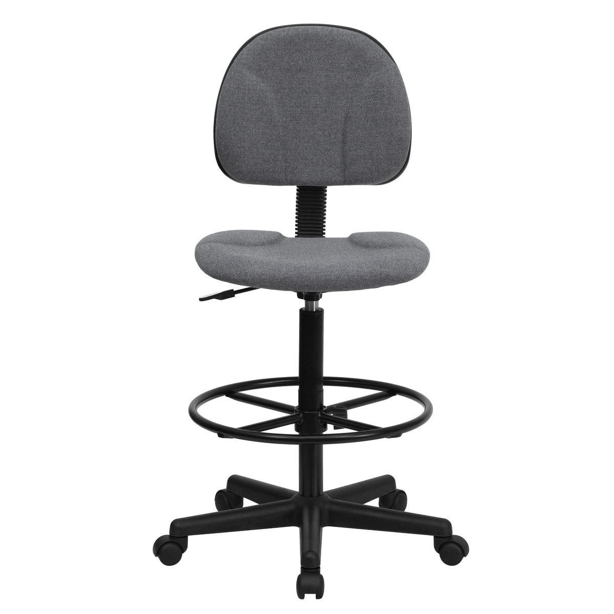 Gray |#| Gray Fabric Swivel Adjustable Drafting Chair - Home Office - Task Chair