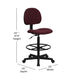 Burgundy |#| Burgundy Fabric Drafting Chair (Cylinders: 22.5inch-27inchH or 26inch-30.5inchH)