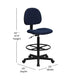 Navy Blue Patterned |#| Navy Blue Patterned Fabric Drafting Chair with Adjustable Height and Foot Ring