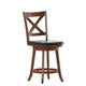 Black Vinyl/Antique Oak Frame |#| Commercial Wooden Swivel Counter Stools - Antique Oak/Black LeatherSoft